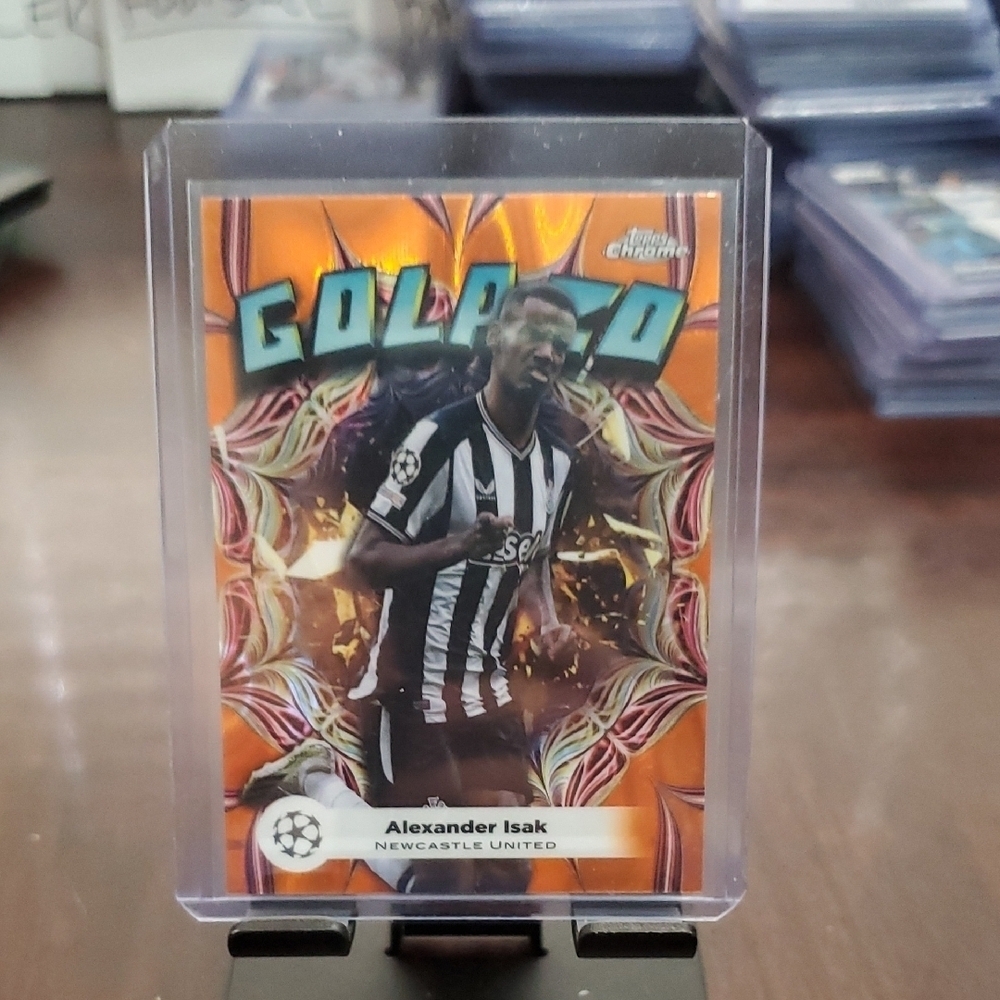 Alexander Isak 2024 Topps Chrome UEFA Champions League Golazo Orange Lava Card